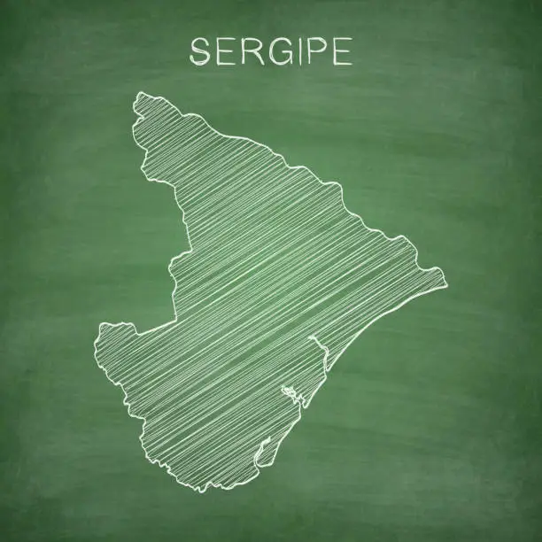 Vector illustration of Sergipe map drawn on chalkboard - Blackboard
