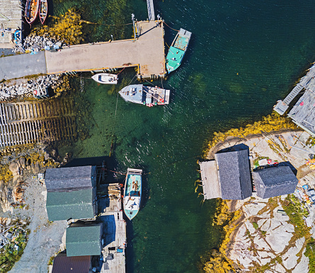 Aerial drone view of Nova Scotia's favourite fishing village.