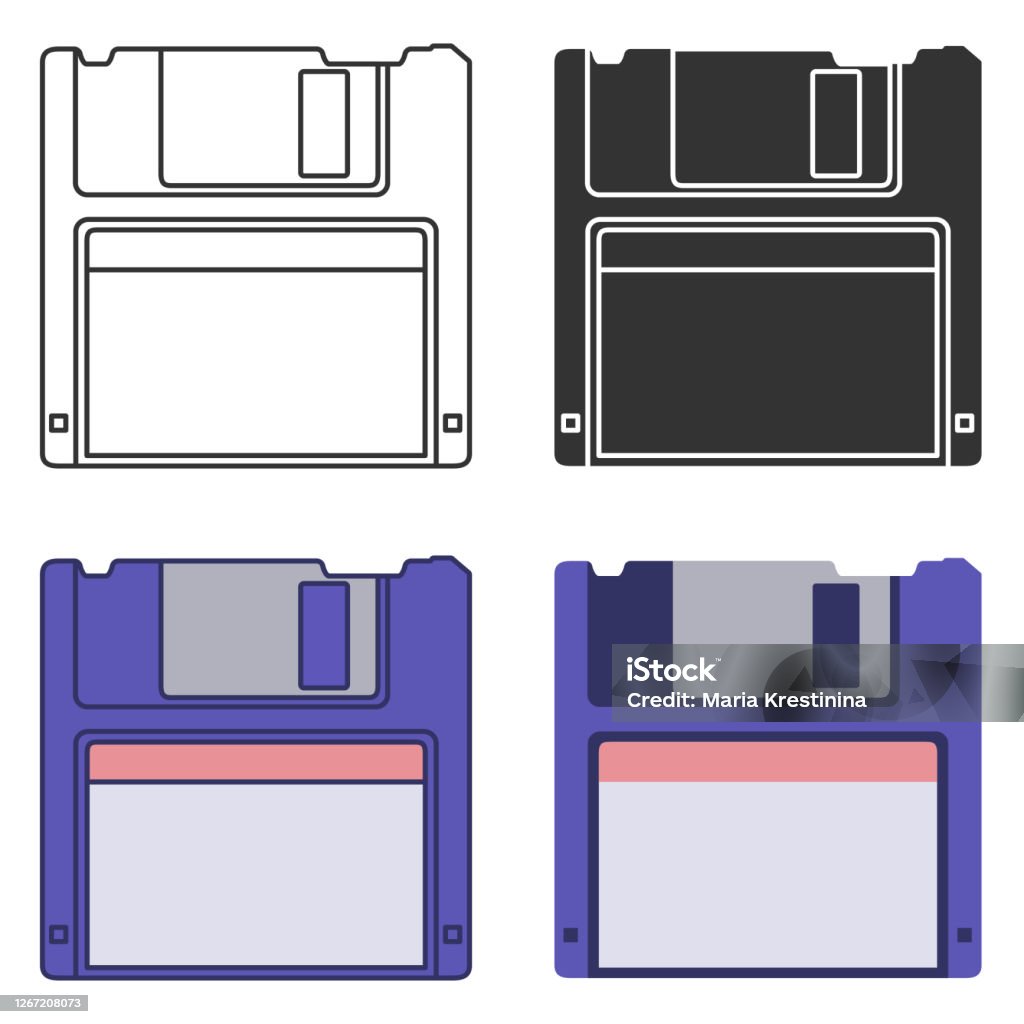 Diskettes Types Computer Diskette In Different Styles Stock Illustration - Download ...