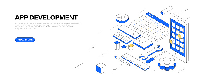 App Development Isometric Banner Design