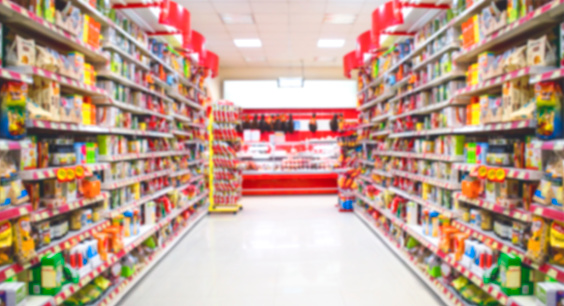 Supermarket in blurry for background