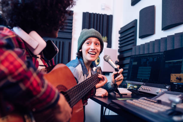 istock Two girls working on a new record in the music studio 1267215192
