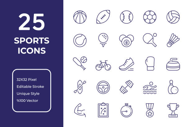 스포츠 라인 라인 아이콘 디자인 - halter stock illustrations
