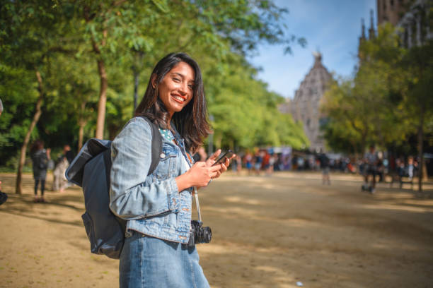 istock Young Female Backpacker Vacationing in Barcelona 1267228447