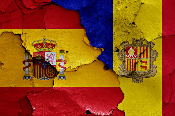 istock flags of Spain and Andorra painted on cracked wall 1267235655