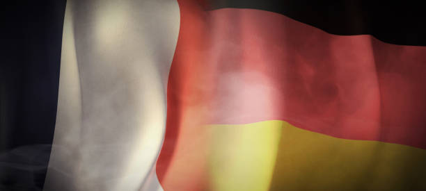 istock Flag 3D Rendering on Economic, Cooperation between France and Germany. 1267243222