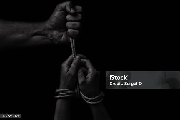 Woman Hands Bound Prisoner In Room Stock Photo - Download Image Now - Women, Slavery, Kidnapping