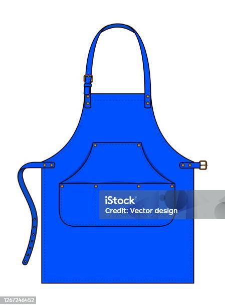 Blue Apron Vector Blue Apron Design With Pockets Vector For Template Stock Illustration ...