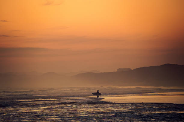 Beach sunset colours surfing