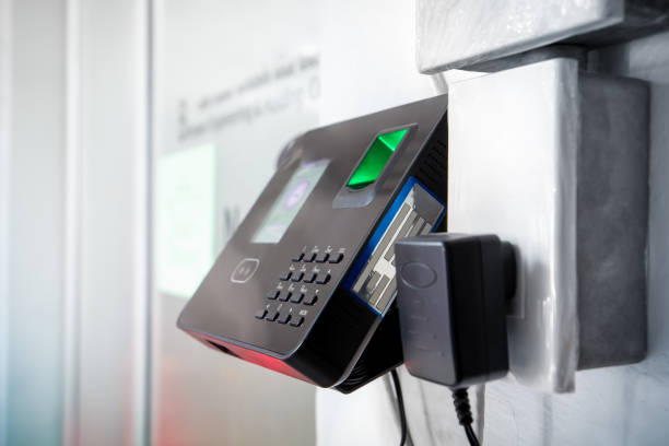 istock The fingerprint scanner to record working time. 1267251758