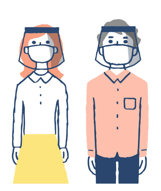 istock Men and women wearing face shields and masks 1267257200