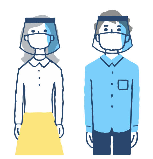 istock Men and women wearing face shields and masks 1267257204