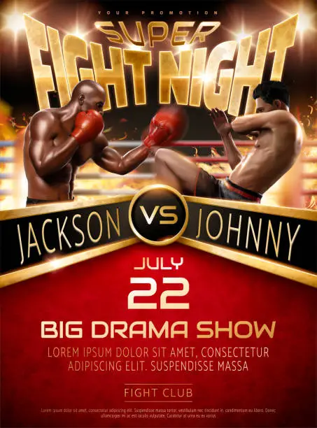 Vector illustration of Muay Thai and Boxing fight show