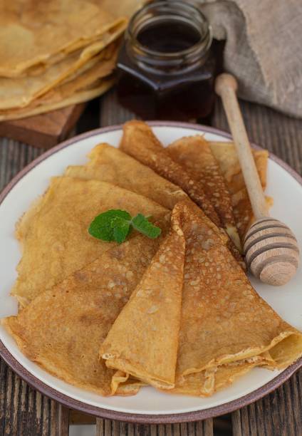 istock Homemade sweet thin sourdough pancakes crepes 1267269449