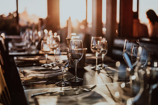 Dinner table in sunset