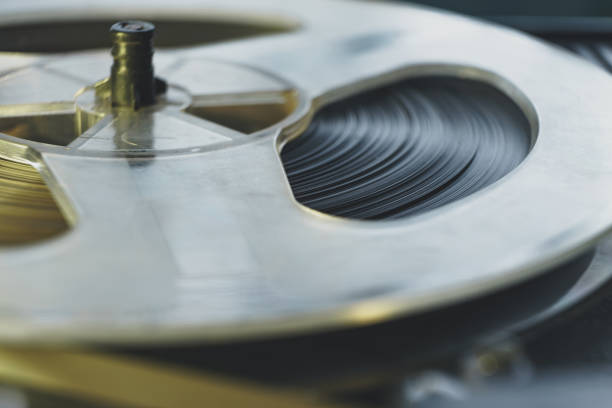 istock Close up old vintage Reel tape recorder background. 1267273378