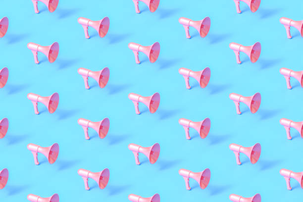 Seamless repetitive Megaphone pattern on blue background Seamless repetitive Megaphone pattern on blue background repetition stock pictures, royalty-free photos & images
