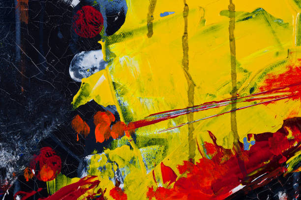 istock Yellow, red and black colored wall texture background. 1267279298