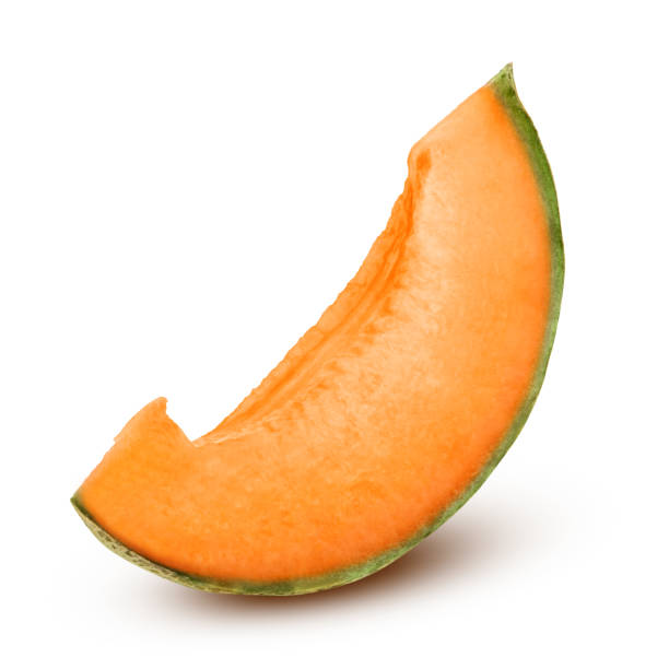 istock Slice of melon isolated on white background 1267280573