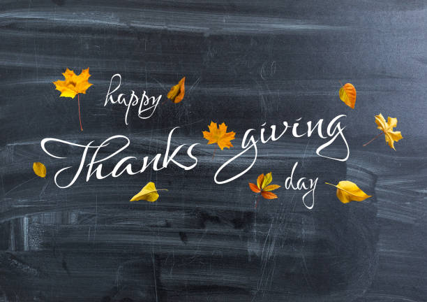 istock Happy Thanksgiving Greeting, Autumn Leaf Background and text Happy Thanksgiving 1267285170