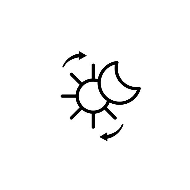 ilustrações de stock, clip art, desenhos animados e ícones de solstice icon. night with day time, moon and sun. vector on isolated white background. eps 10 - dia