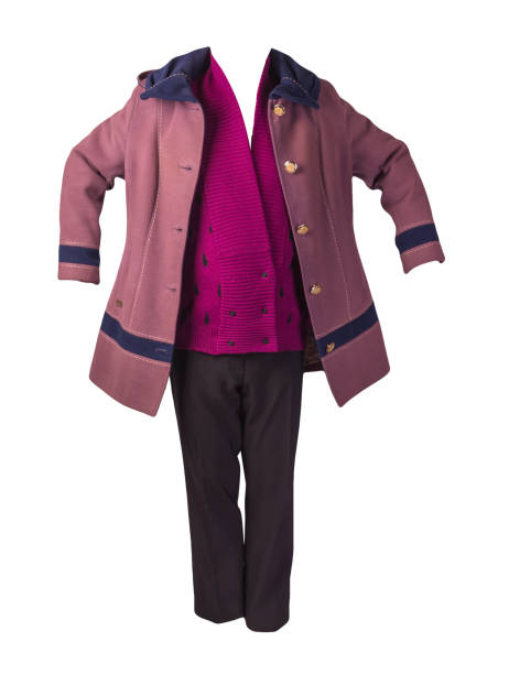 istock women's pants, autumn coat and knitted sweater isolated on a white background. 1267290865