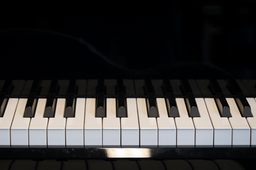 Modern electronic piano keys and copy space