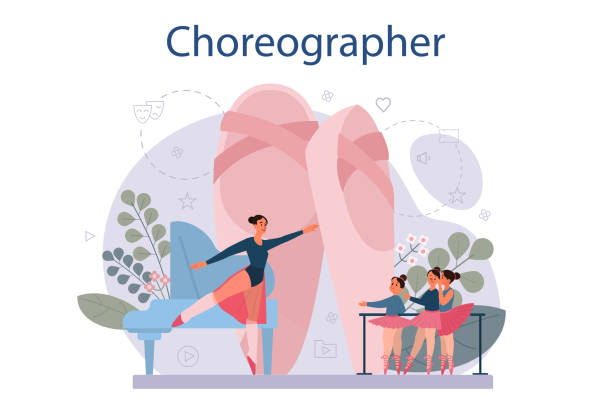 ilustrações, clipart, desenhos animados e ícones de professor de dança ou coreógrafo no estúdio de dança. cursos de dança - ballet dancer