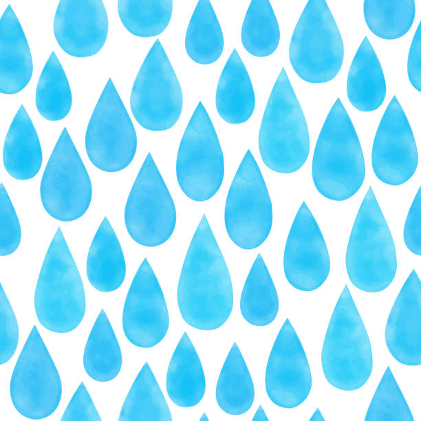 aquarell blau regentropfen nahtlose muster. hand gezeichnet vektor blaue regentropfen hintergrundvorlage für karten, einladungen, poster, visitenkarten und flyer. - wolkenbruch stock-grafiken, -clipart, -cartoons und -symbole