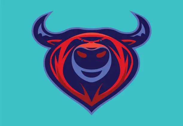 Vector illustration of angry bull mascot