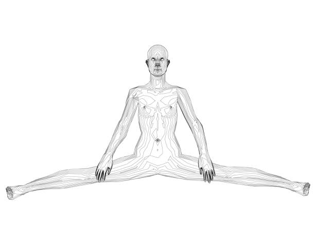 istock The contour of a girl sitting on a twine. Front view. 3D. Vector illustration 1267300874