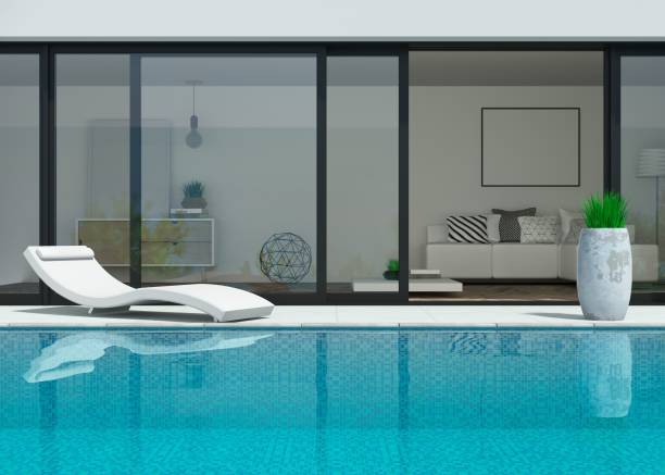 istock Sea modern villa with pool and sunbeds 1267302913