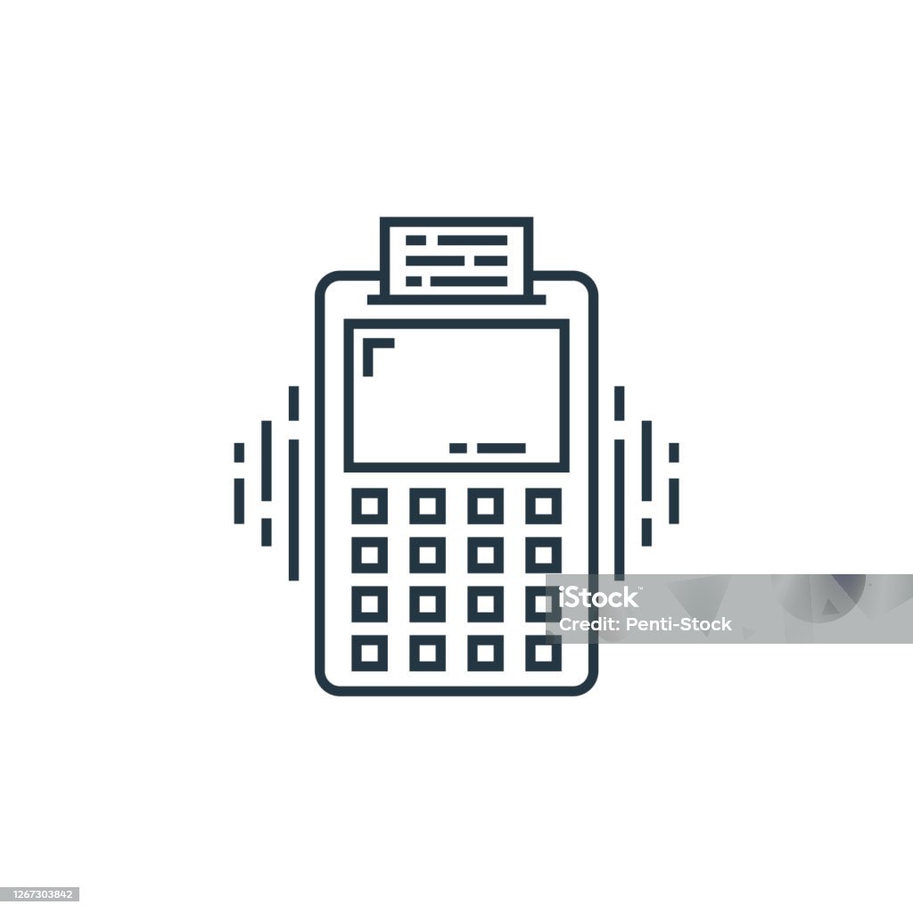 Pos Terminal Vector Pictogram Geïsoleerd Op Witte Achtergrond Overzicht ...
