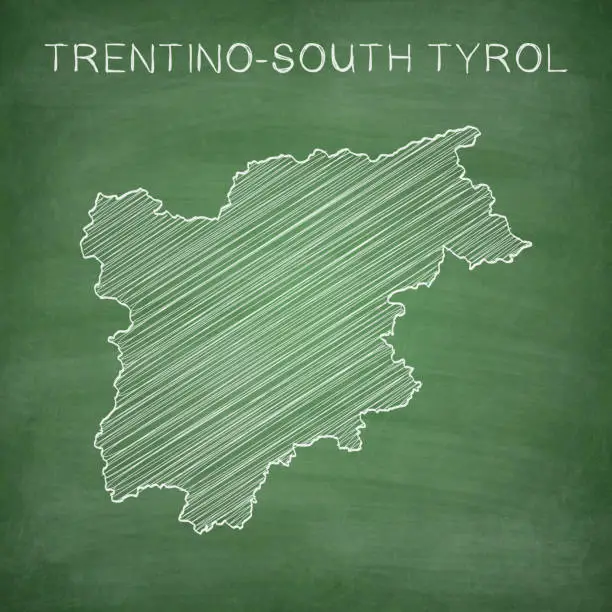 Vector illustration of Trentino-South Tyrol map drawn on chalkboard - Blackboard