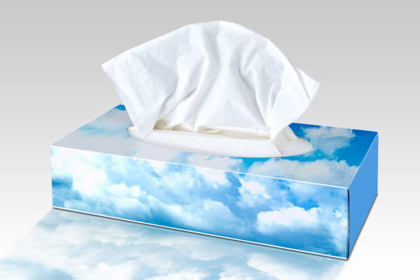 istock Blank tissue from  Cosmetic Tissues Box illustrated with Cloudy sky 1267307642