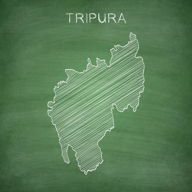 ilustrações, clipart, desenhos animados e ícones de mapa tripura desenhado em lousa - quadro negro - green backgrounds textured dirty