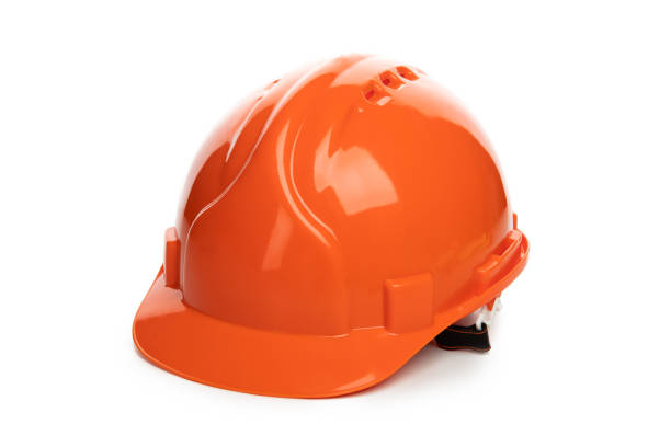 istock Orange safety helmet isolated on white background 1267312784