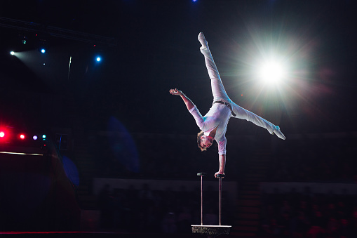 Man's aerial acrobatics in the Circus