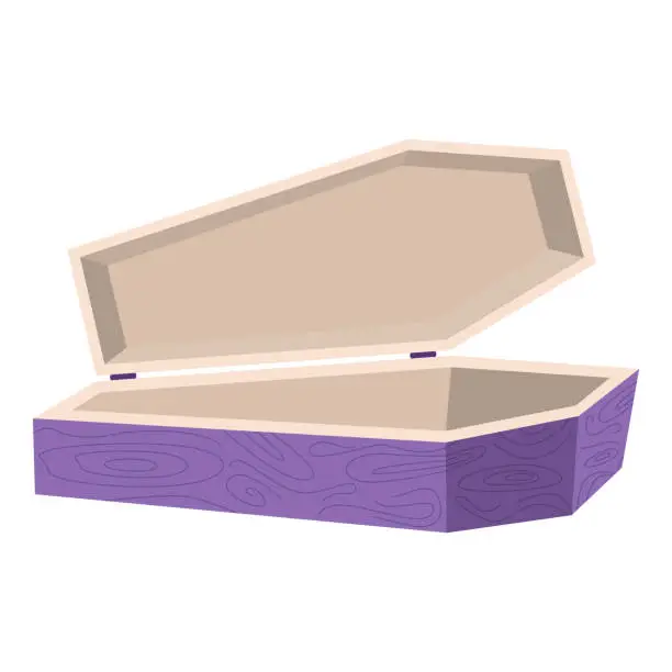 Vector illustration of Cartoon Halloween purple wooden coffin