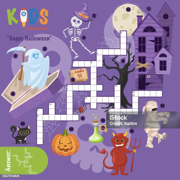 Easy Crossword Puzzle Happy Halloween Stock Illustration Download