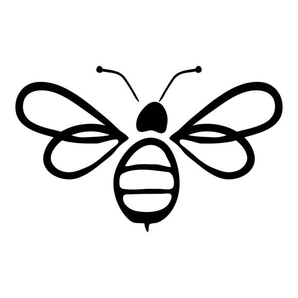 vektor-illustration handgezeichnete silhouette einer bee - pollenflug stock-grafiken, -clipart, -cartoons und -symbole
