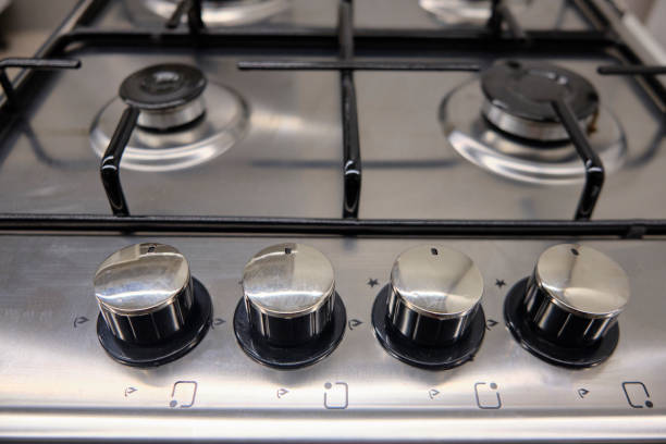 istock Brand new kitchen gas cooker close up 1267316157
