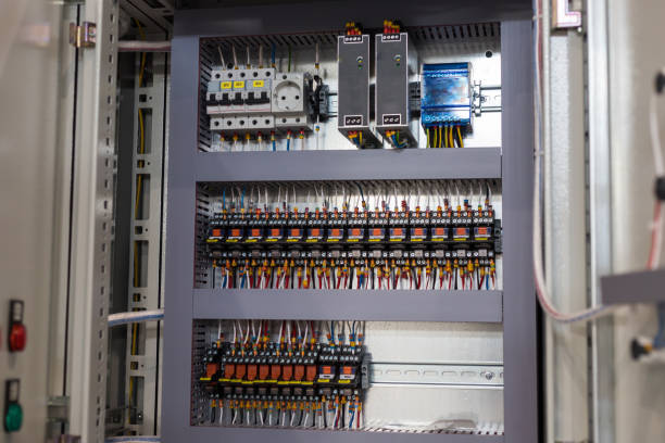 istock Making an electricity panel board on the plant - the inside of the panel - slots and wires 1267318973