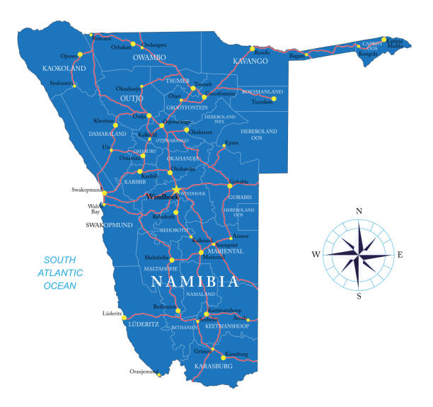 mapa namibii - keetmanshoop stock illustrations