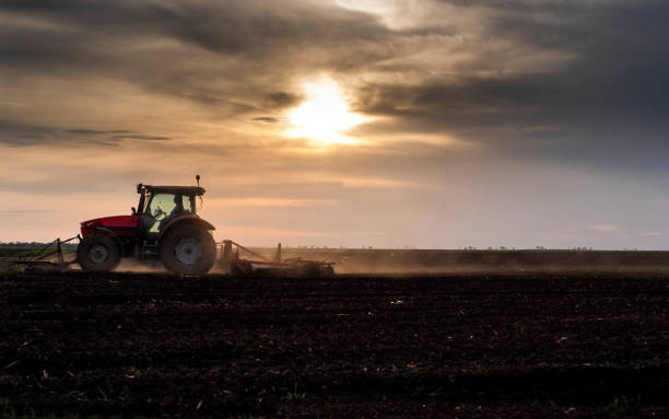 istock Farmer preparing his field in a tractor ready for spring. 1267326308