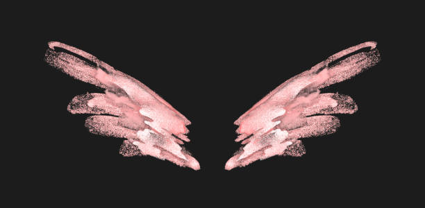 istock Abstract pink hand painted wings on black background 1267326581