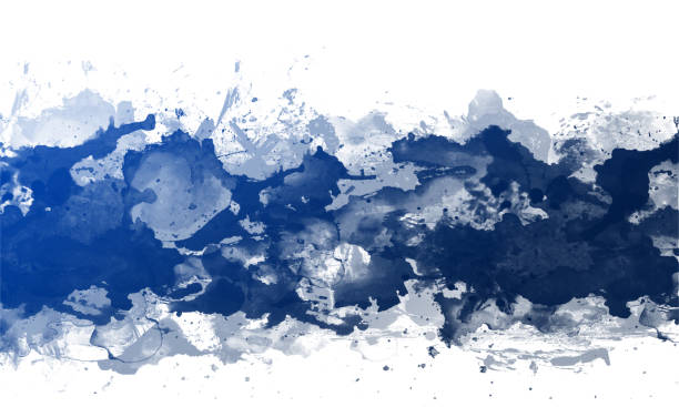 fundo de tinta de aquarela artística do resumo azul - watercolor paper audio - fotografias e filmes do acervo