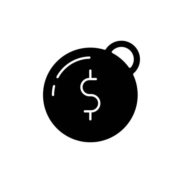 Vector illustration of Heavy debt black glyph icon