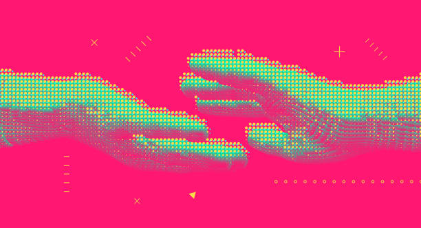 istock Hands reaching towards each other. Concept of human relation, togetherness or  partnership. Connection structure. 3D vector illustration. 1267328378