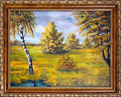 Fine art. Oil paintings rural landscape